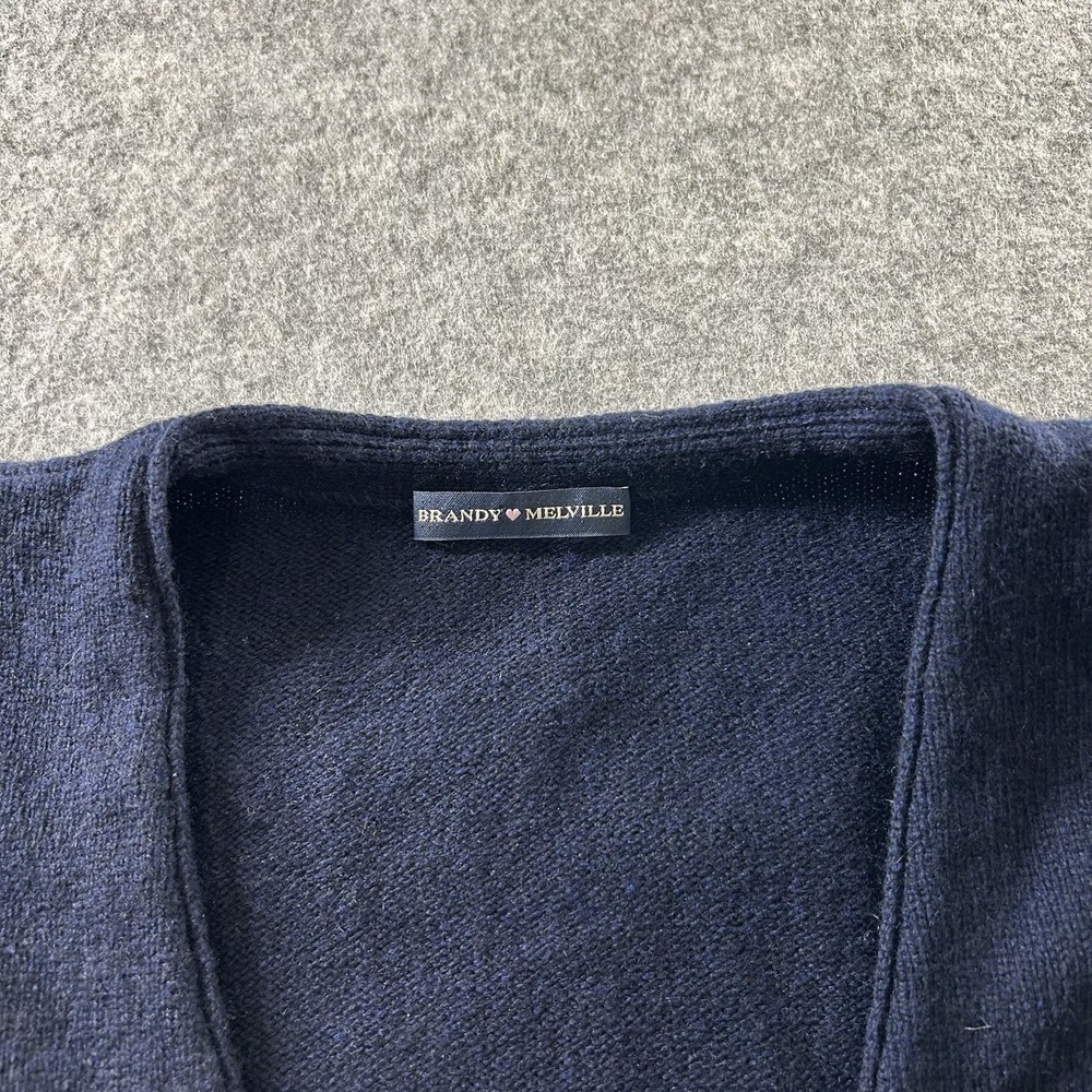 Brandy Melville Sweater Cardigan Wool Blend Navy Blue Button Front One Size - Picture 5 of 7